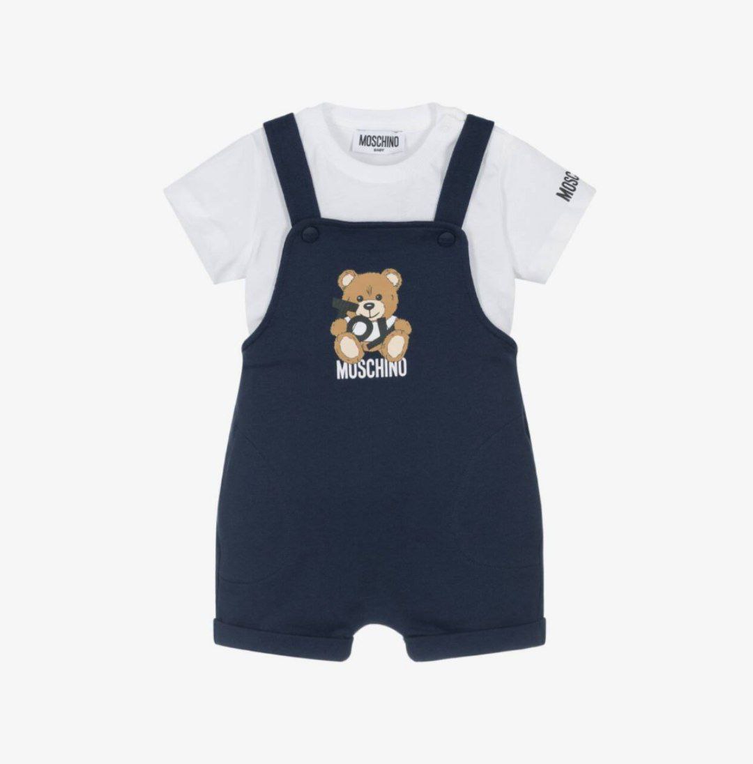 Комплект (топ/комбинезон) MOSCHINO Универсальный белый/синий 3-6м