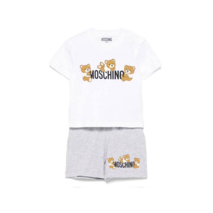 Комплект (топ/шорты) MOSCHINO Универсальный белый/серый 9-12м