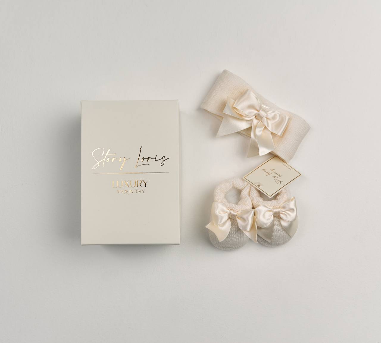 Пинетки и повязка на голову STORY LORIS LUXURY Девочки кремовый 1 м