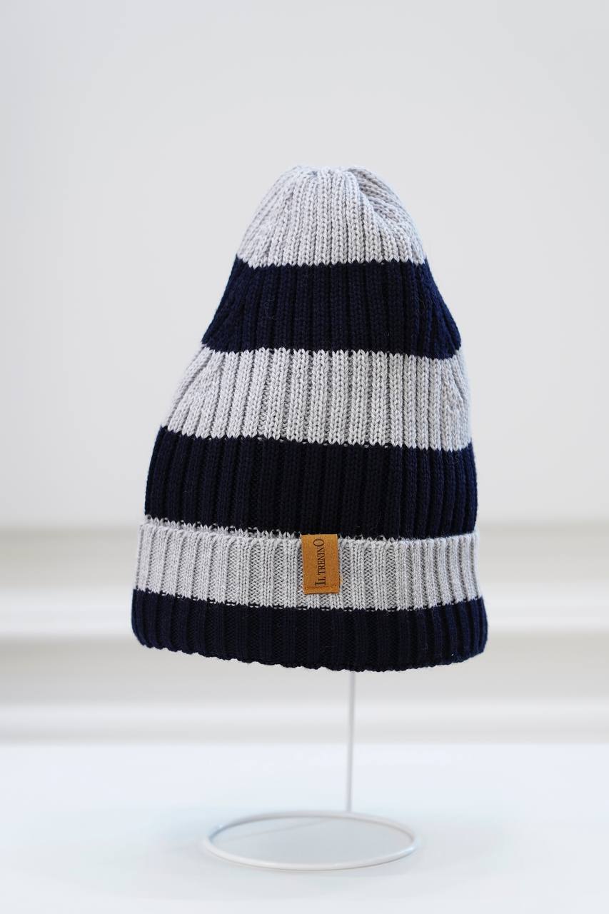 Шапка IL TRENINO Девочки серый/синий/серый 3-4 года