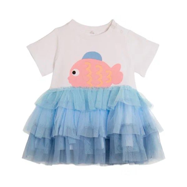 Платье STELLA McCARTNEY Девочки белый/голубой 18 м