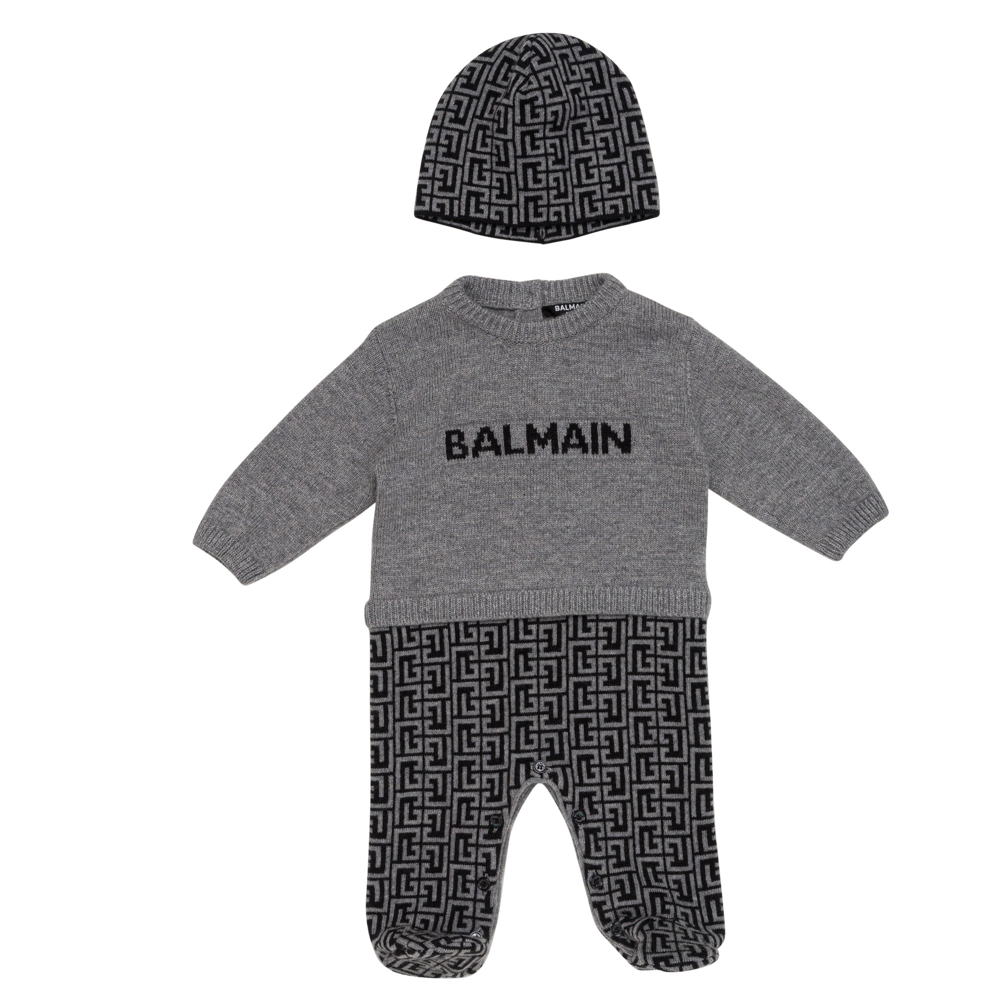 Комбинезон с шапкой BALMAIN Мальчики черный/серый 6 м
